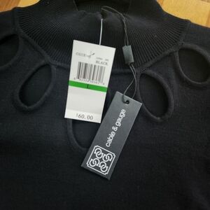 CABLE & GAUGE Black Sweater Mock neck with Cut Outs Size Large